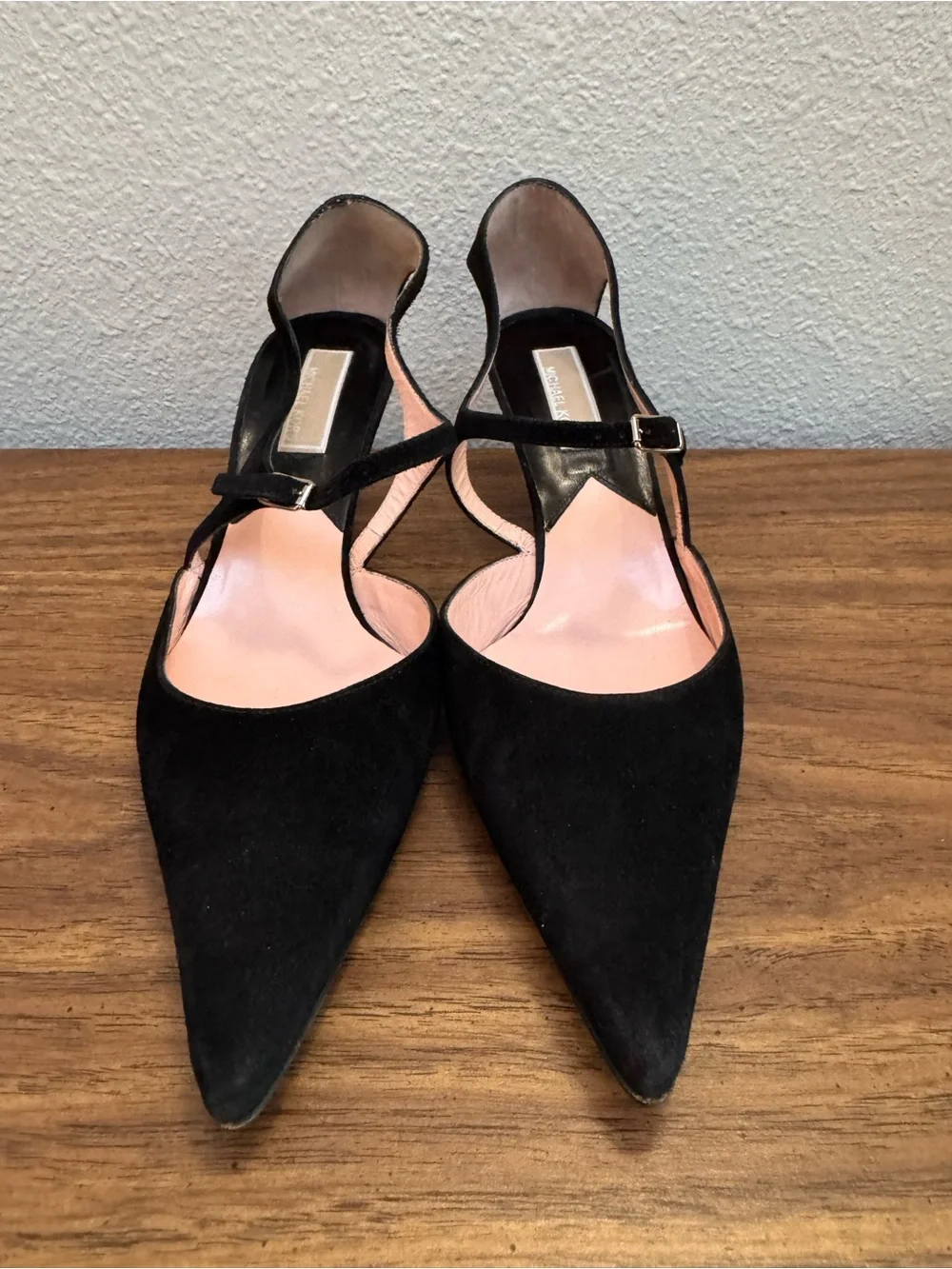 Michael Kors Black Suede Pointed-Toe Slingback Heels